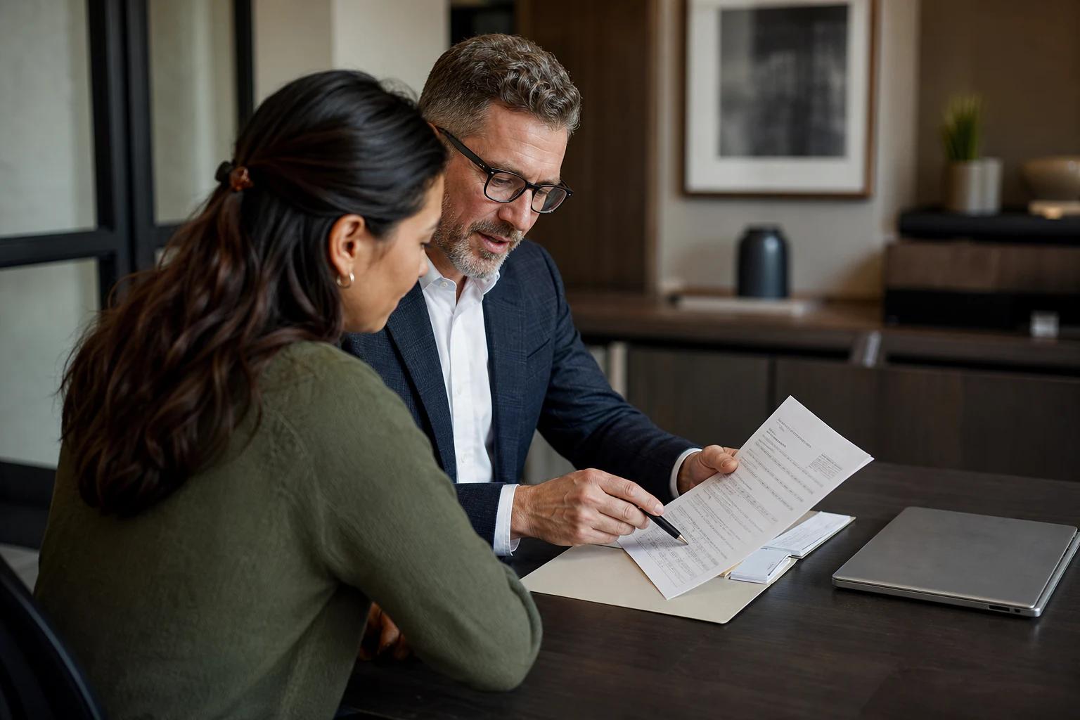 A tax advisor and client reviewing an official notice together