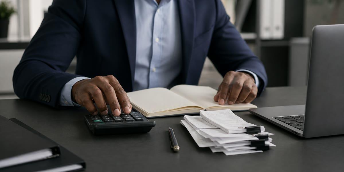 Advisor calculating figures during a financial planning review