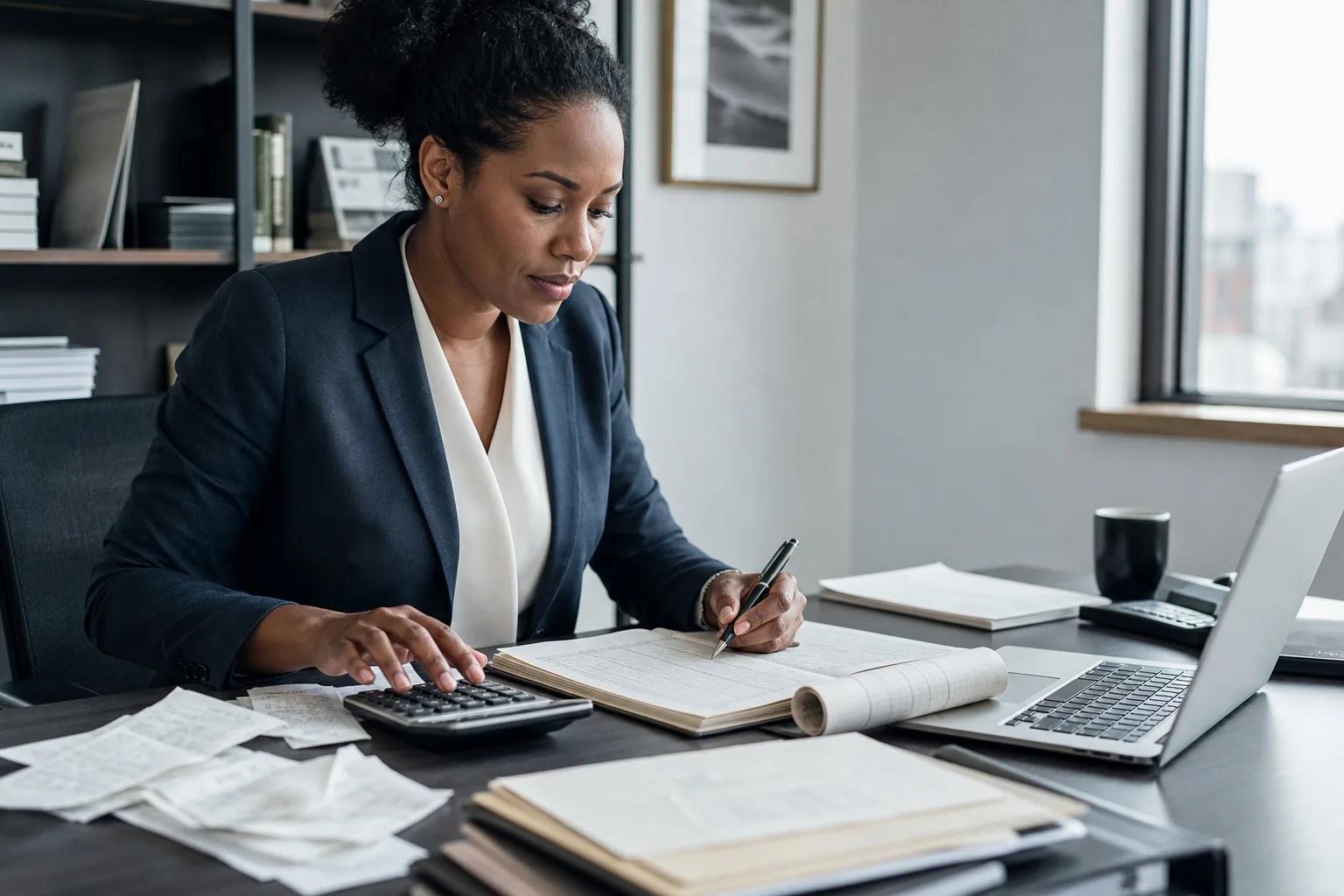 Bookkeeping professional working with financial records