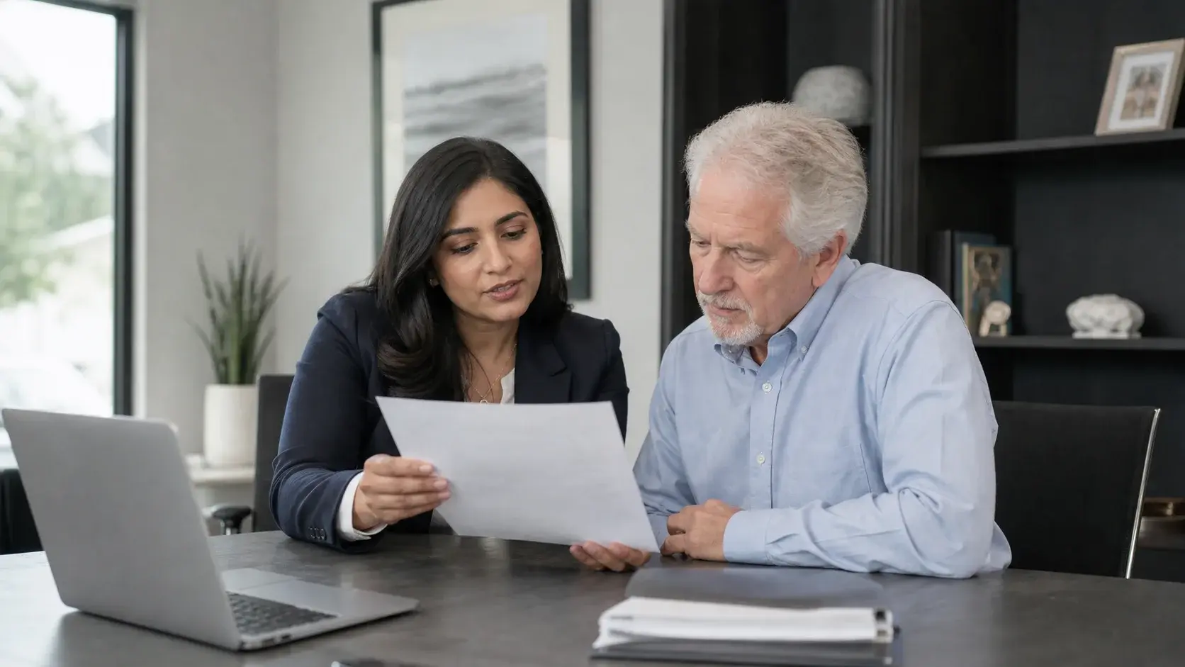 Tax professional reviewing correspondence with a client